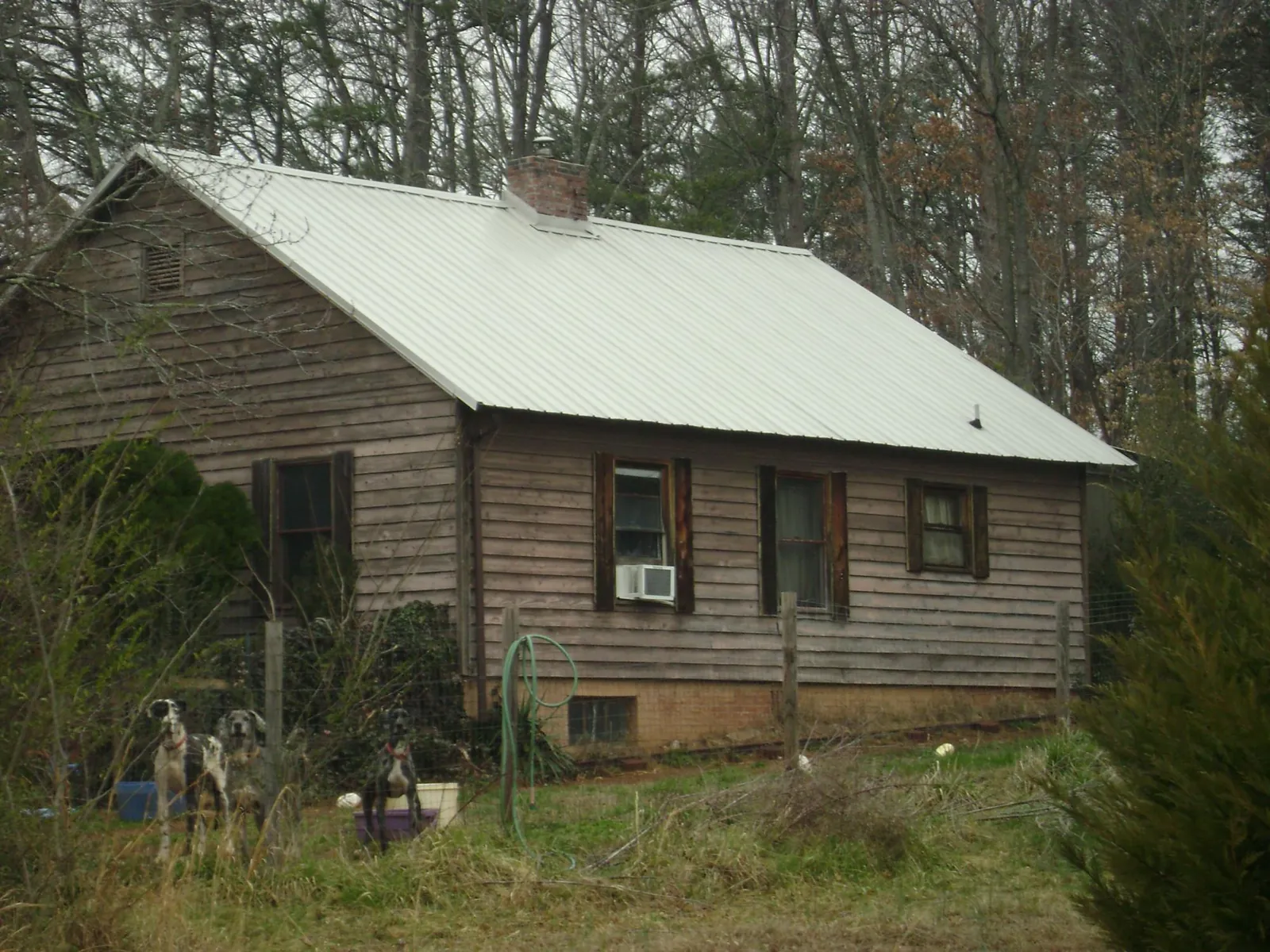 White metal roof on an old wood sided farmhouse, from a Metal Roof Installation job in Chevy Chase